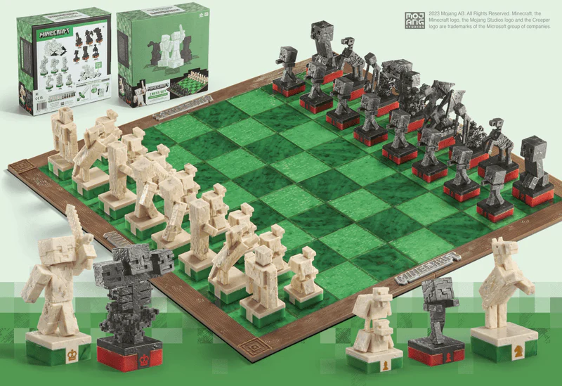 Chess Set Overworld Heroes vs. Hostile Mobs - Minecraft By Noble Collection - Image 2