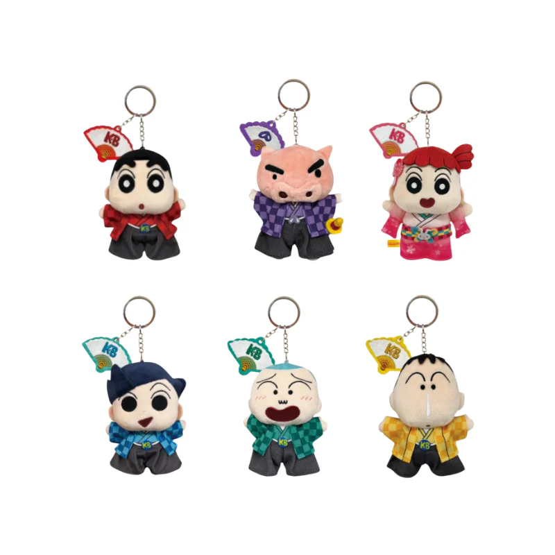Crayon Shin-chan plush key ring with embroidered charm
