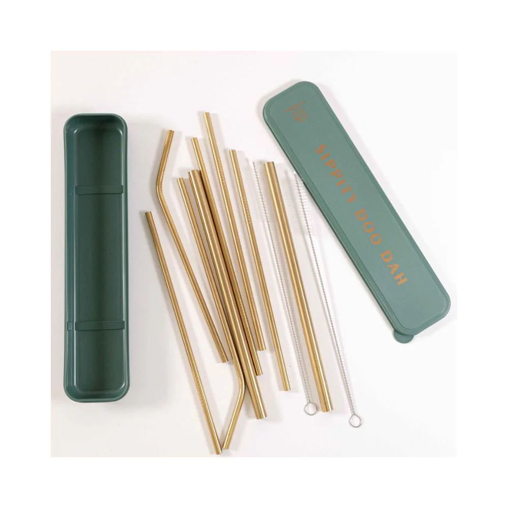 Forest - Stainless Steel Gold Straw Set