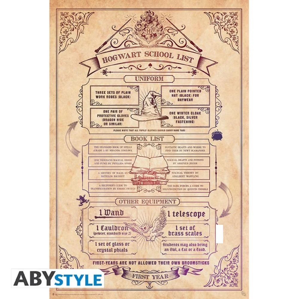 Harry Potter School List 91X61 Poster by Abysse