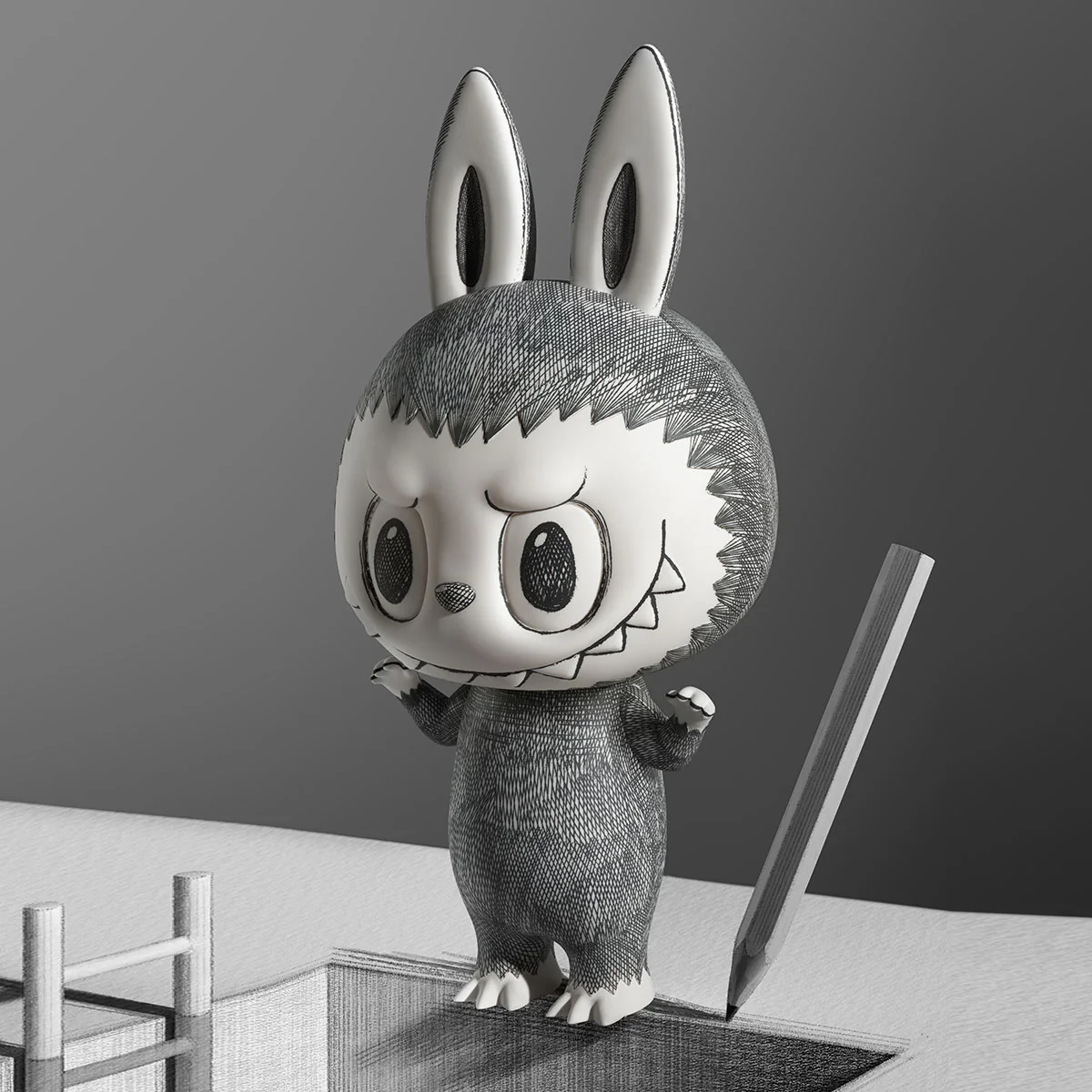 Mega Labubu Sketch 400% Figure By Pop Mart - Image 3