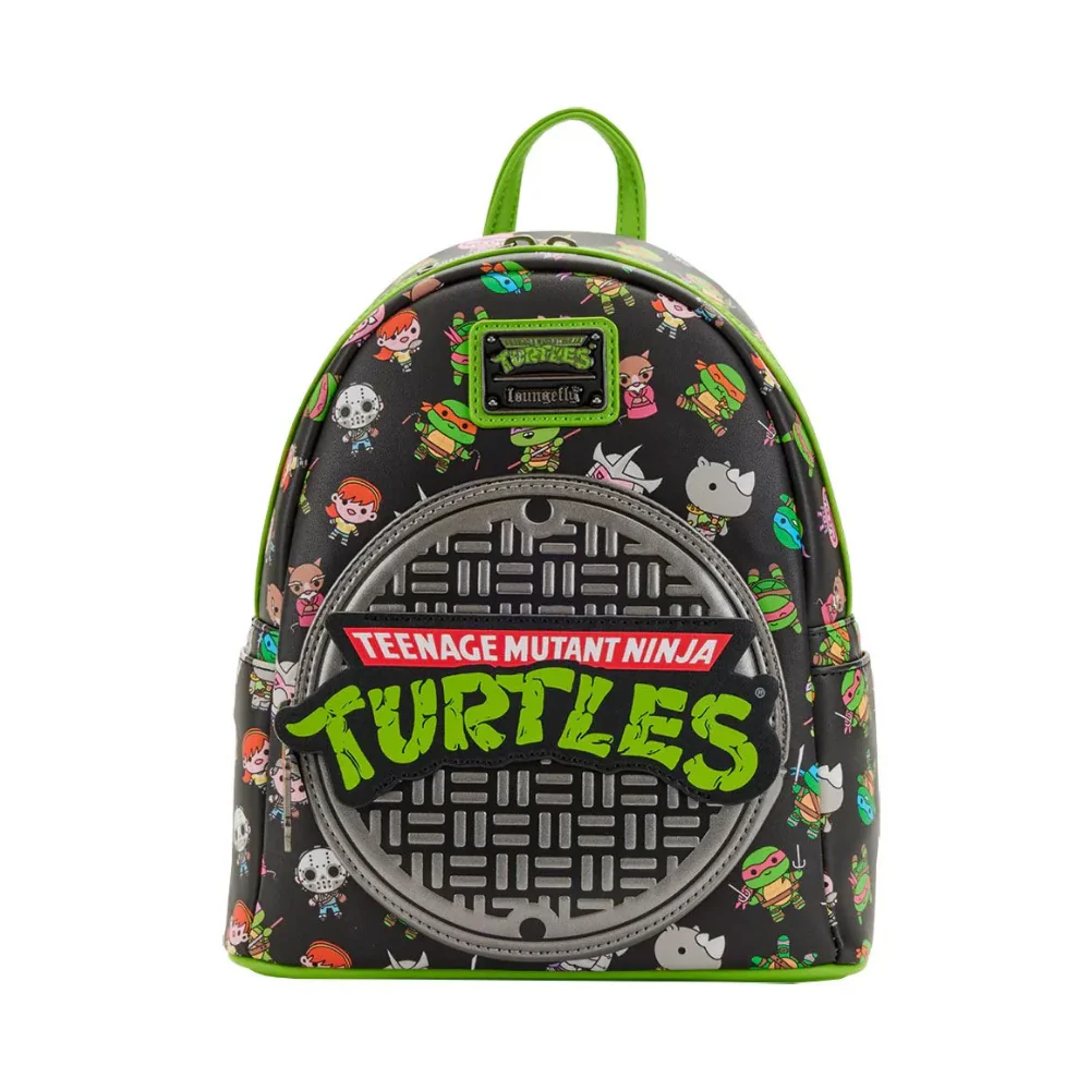 Loungefly! Leather: Teenage Mutant Ninja Turtle Sewer Cap All-Over-Print Mini Backpack