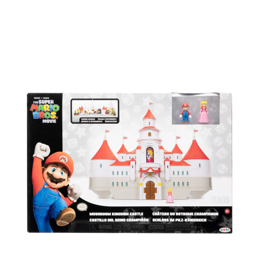 The Super Mario Bros. Movie - Mushroom Kingdom Castle Playset with Mini 1.25" Mario and Princess Peach Figures