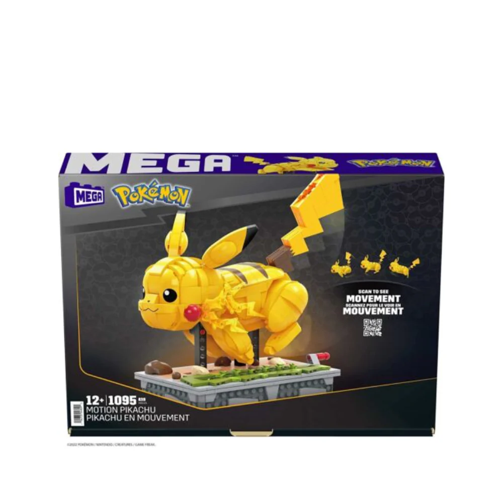 Mega Pokemon Pikachu Figure Building Motion Pikachu Collectible with Mechanized Movement