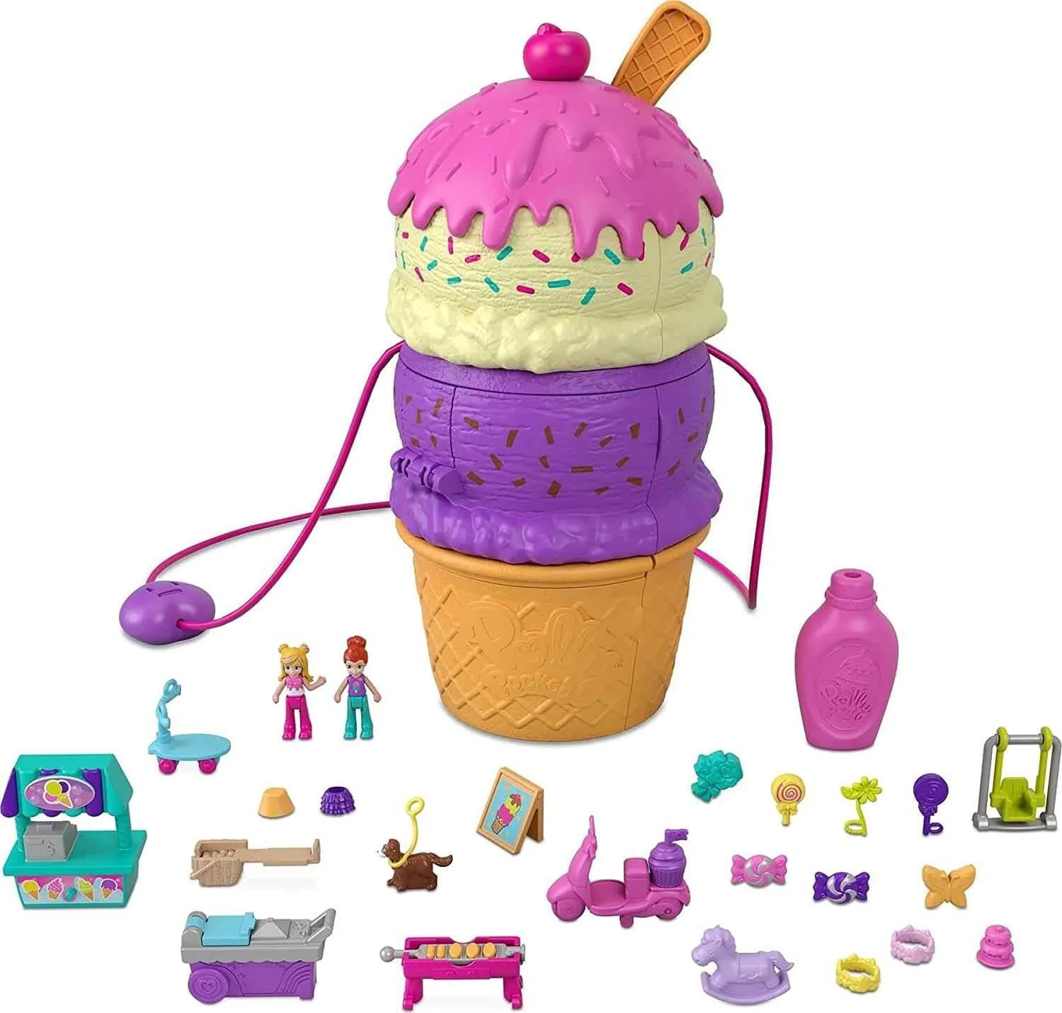 Polly Pocket Ice Cream Spin 'n Surprise Compact Playset by Mattel - Image 2
